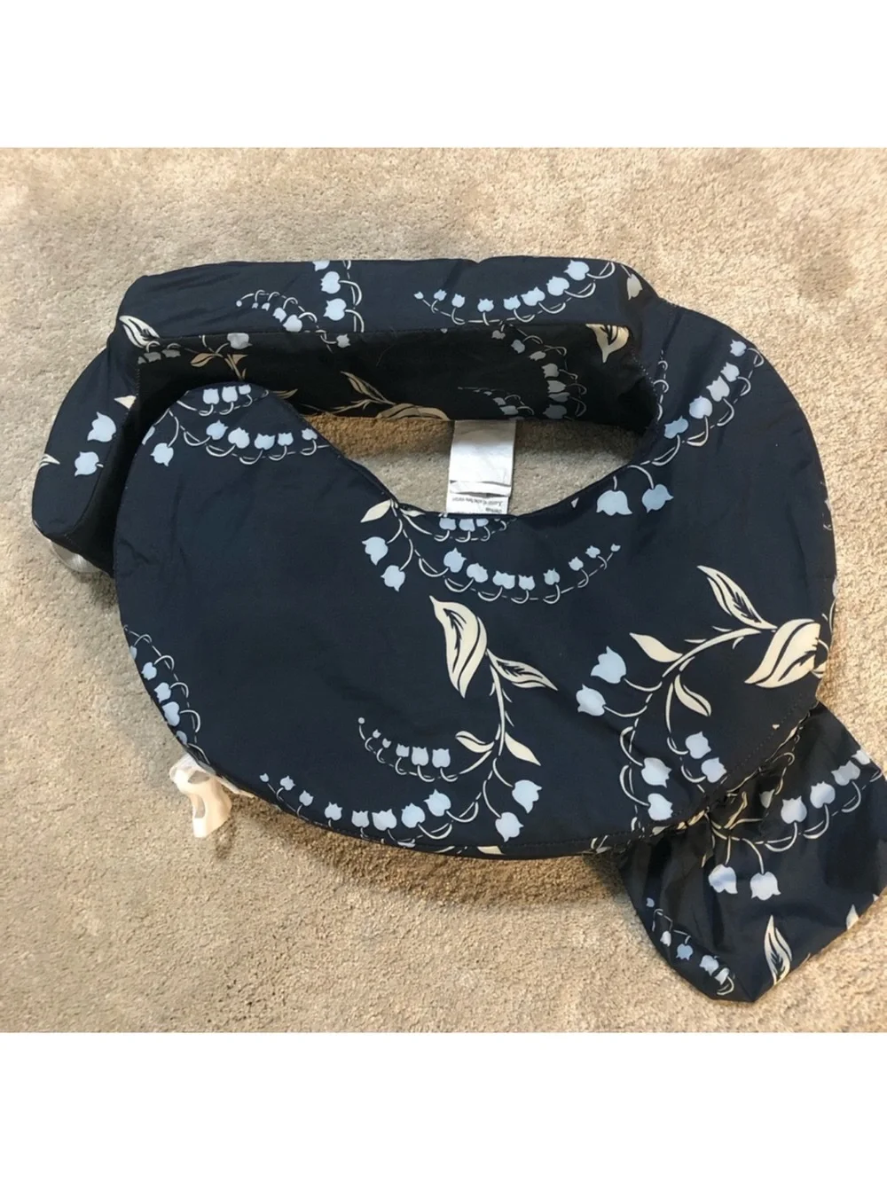Navy Floral Feeding Support Bib with Bottle Pocket